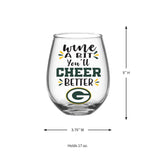Team Sports America Green Bay Packers Stemless Wine Glass