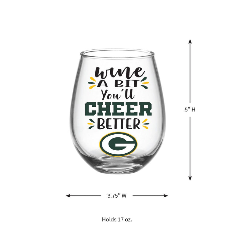 Team Sports America Green Bay Packers Stemless Wine Glass