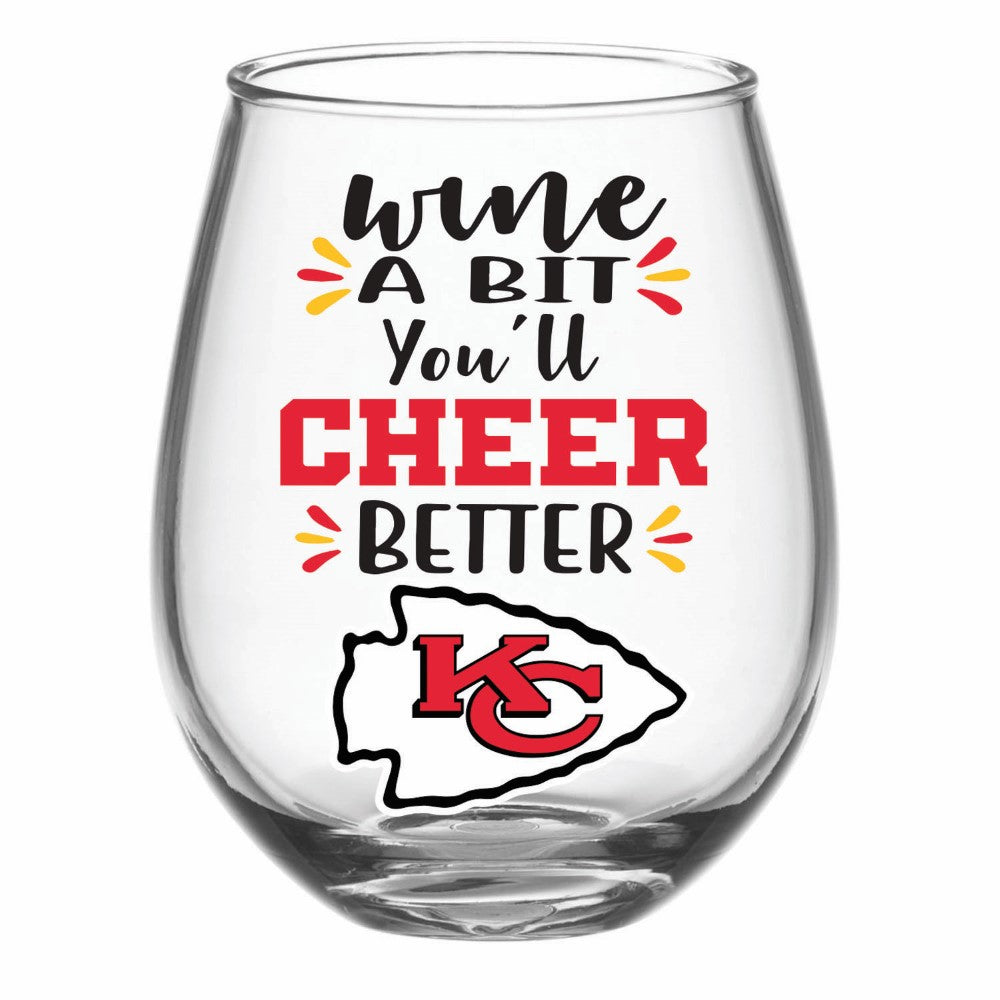 Team Sports America Kansas City Chiefs Stemless Wine Glass