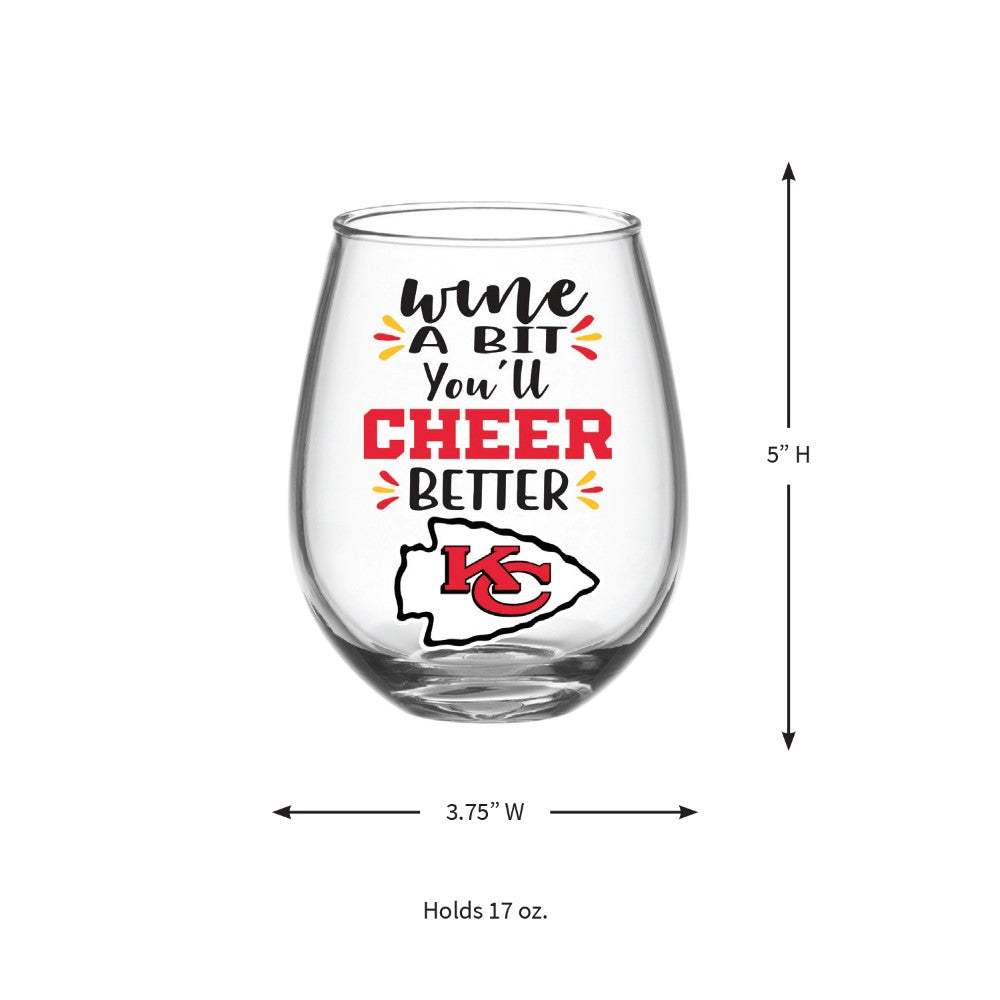 Team Sports America Kansas City Chiefs Stemless Wine Glass