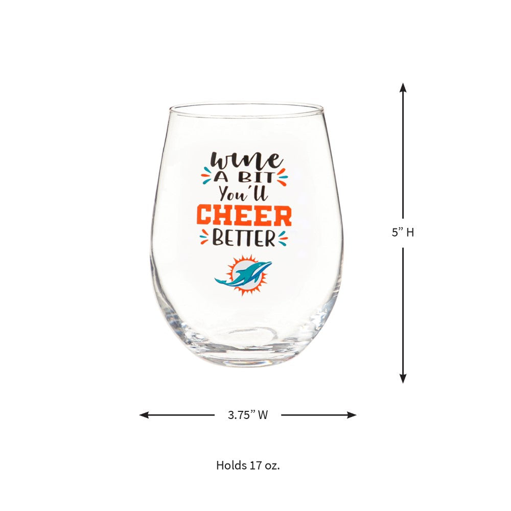 Team Sports America Miami Dolphins Stemless Wine Glass