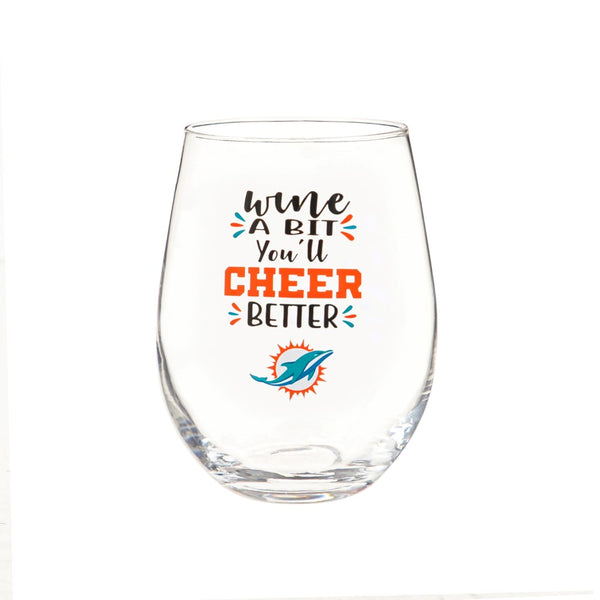 Team Sports America Miami Dolphins Stemless Wine Glass