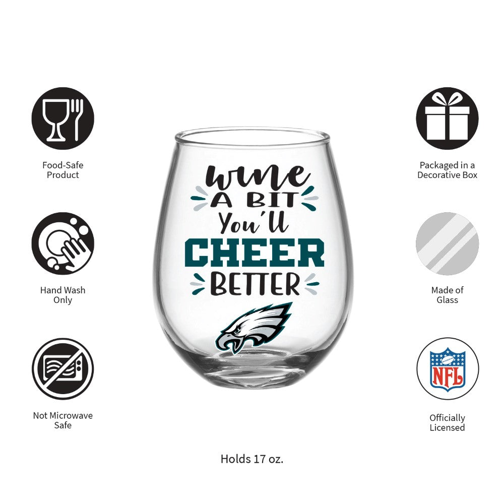 Team Sports America Philadelphia Eagles Stemless Wine Glass