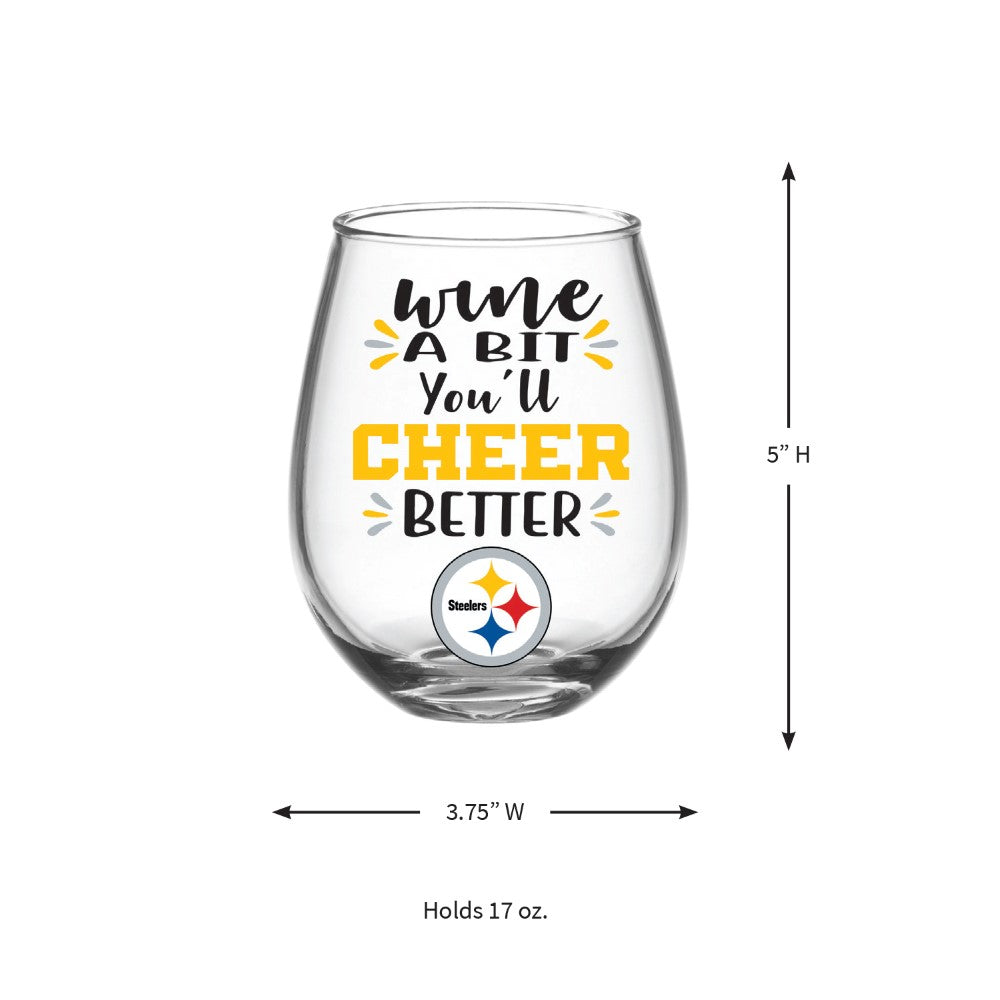 steelers wine glass Team Sports America Pittsburgh Steelers Stemless Wine Glass – ShopCGX