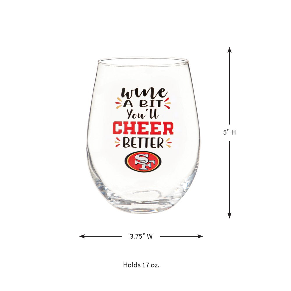 Team Sports America San Francisco 49ers Stemless Wine Glass