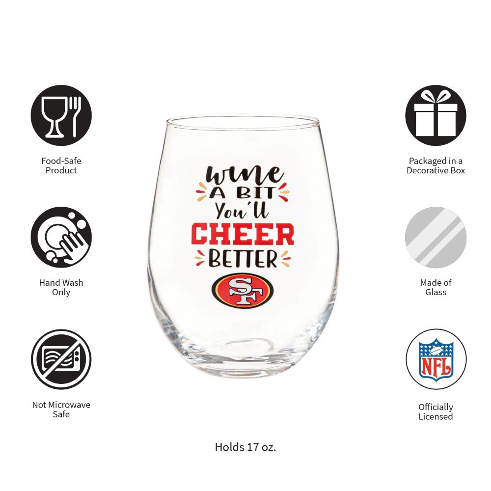 Team Sports America San Francisco 49ers Stemless Wine Glass