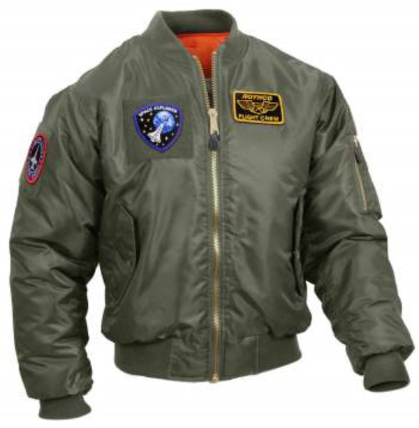 Rothco Mens MA-1 Flight Jacket with Patches - Size S - XL