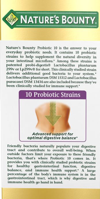 Nature's Bounty Digestive Probiotic Ultra Strength Probiotic 10 Supplement Capsules - 30 Count