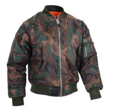 Rothco Mens MA-1 Flight Jacket - Woodland Camo - Size 3XL