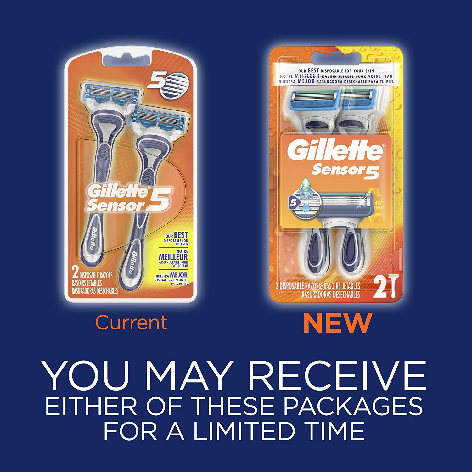 Gillette Mens Sensor5 Disposable Razor - 2 Count