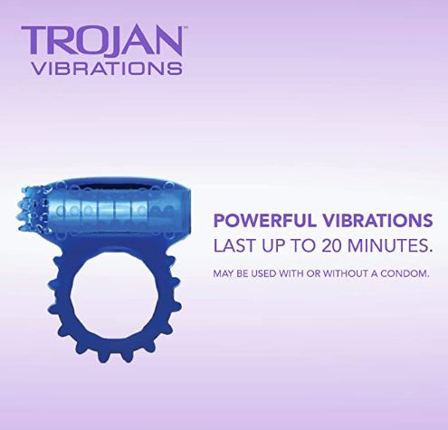 Trojan Vibrations 2-in-1 Vibrating Ring Plus Finger Massager