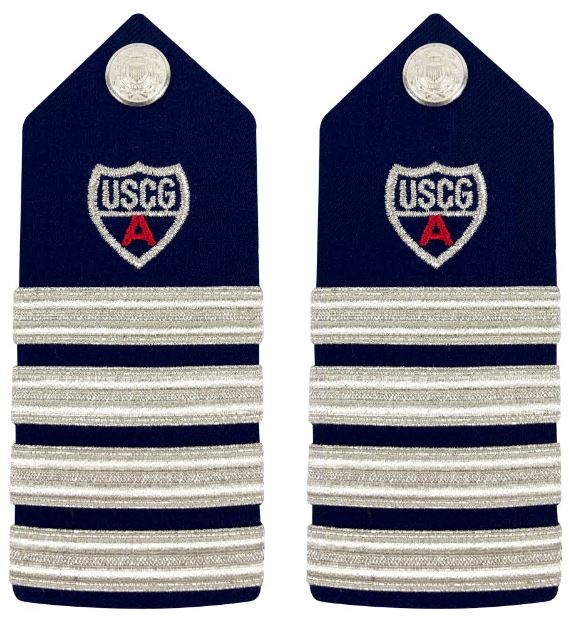 Vanguard Coast Guard Auxiliary Male Hard Shoulder Board: DC (4 Stripes & Red A)