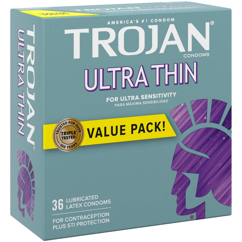 Trojan Ultra Thin for Ultra Sensitivity Premium Lubricated Latex Condoms - 36 Count