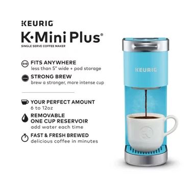 Keurig K-Mini Plus Single Serve Coffee Maker - Cool Aqua