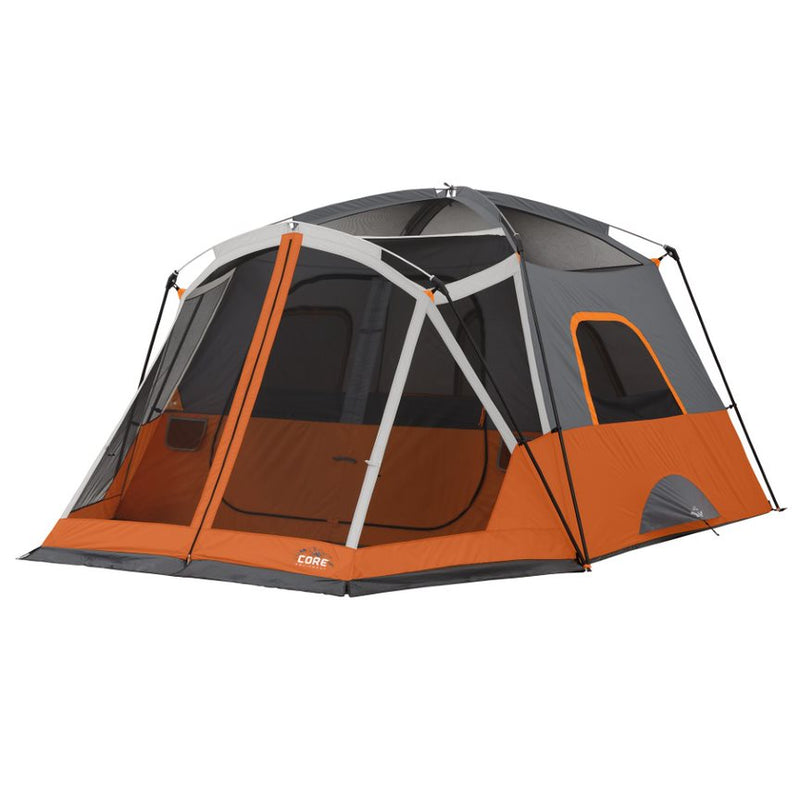 Core 6P Straight Wall Cabin Tent w/ Screen Room