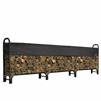 ShelterLogic Firewood Log Rack Storage Bin Logs Holder Steel Shelter w/ Cover - 12 ft.