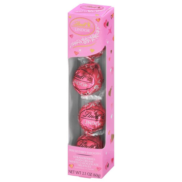 Lindt Lindor Strawberries and Cream White Chocolate Truffles - 2.1 oz. Box