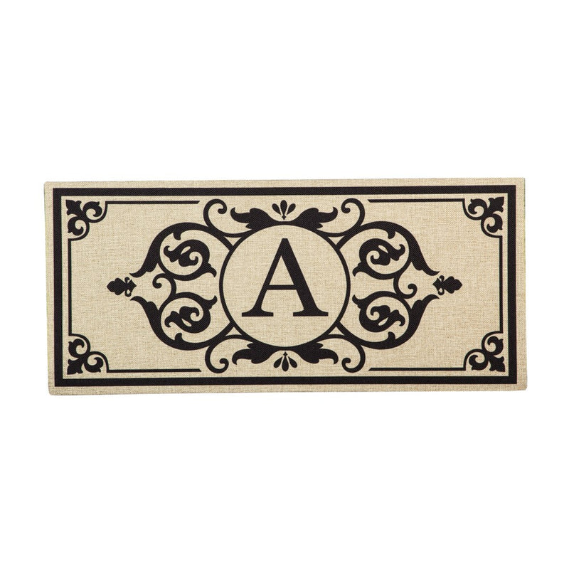 Evergreen Letter A Cambridge Monogram Burlap Sassafras Switch Mat