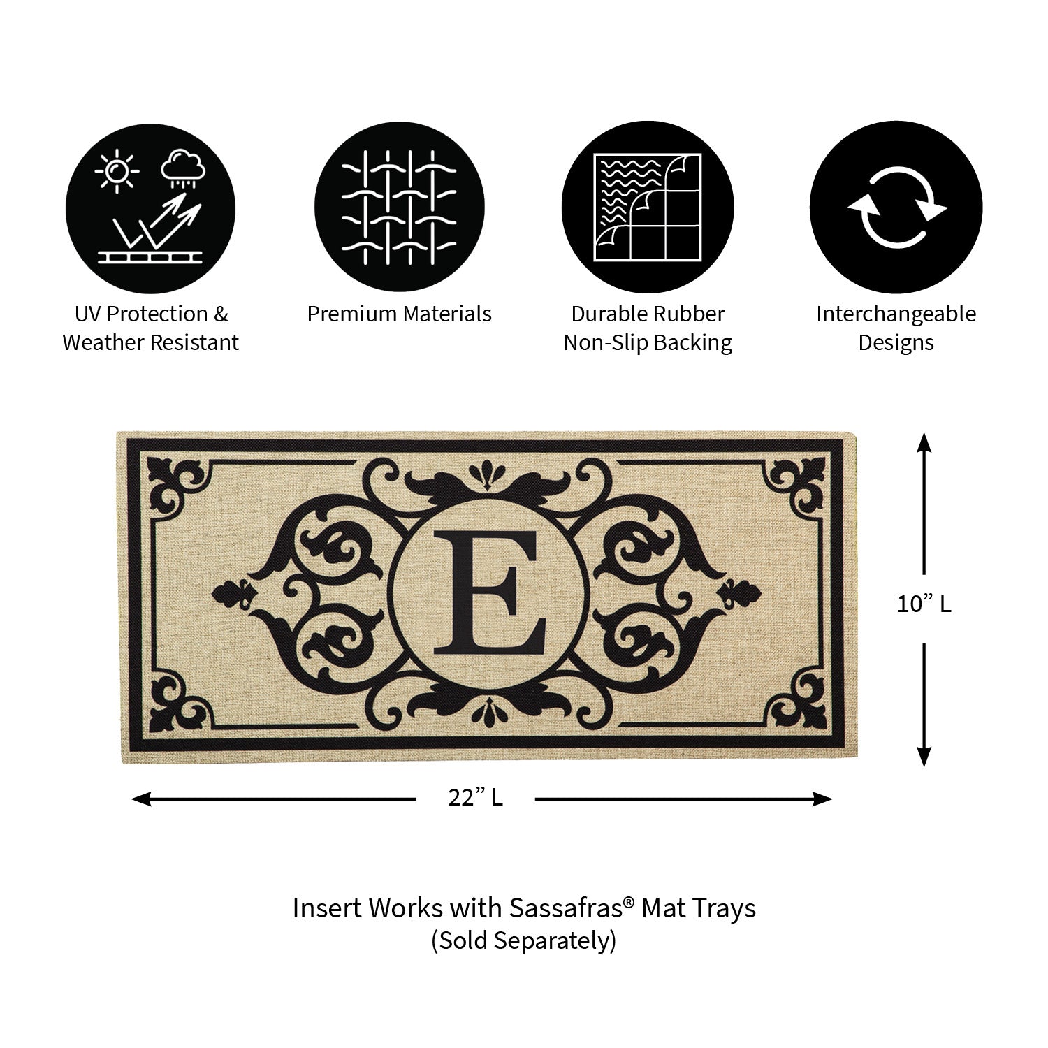 Evergreen Letter E Cambridge Monogram Burlap Sassafras Switch Mat