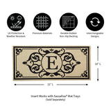 Evergreen Letter E Cambridge Monogram Burlap Sassafras Switch Mat