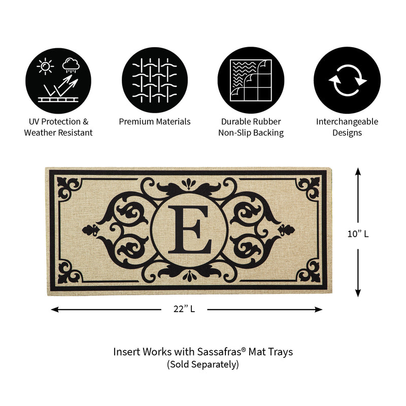 Evergreen Letter E Cambridge Monogram Burlap Sassafras Switch Mat