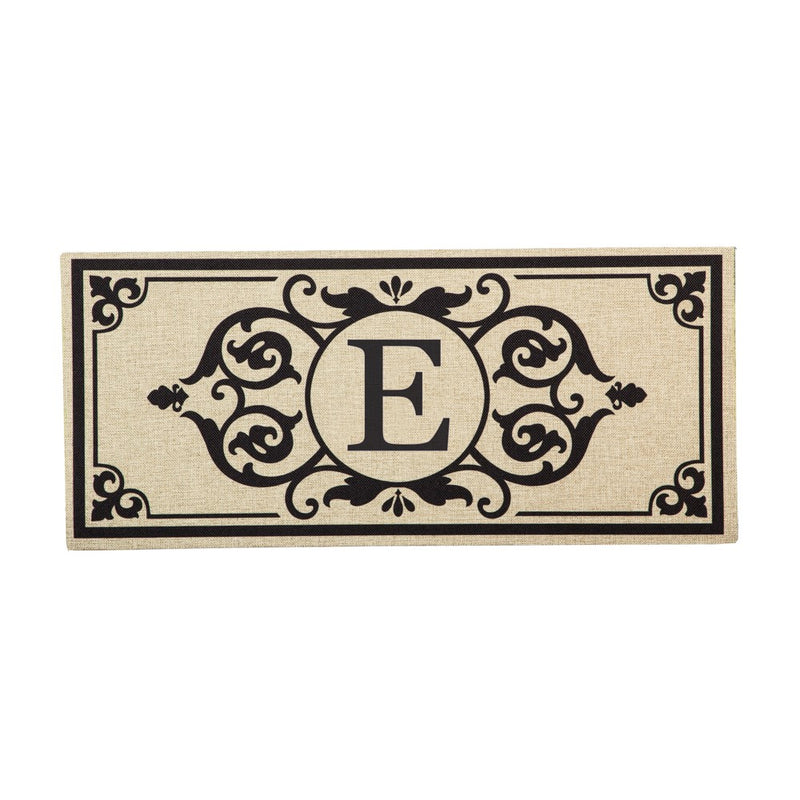 Evergreen Letter E Cambridge Monogram Burlap Sassafras Switch Mat