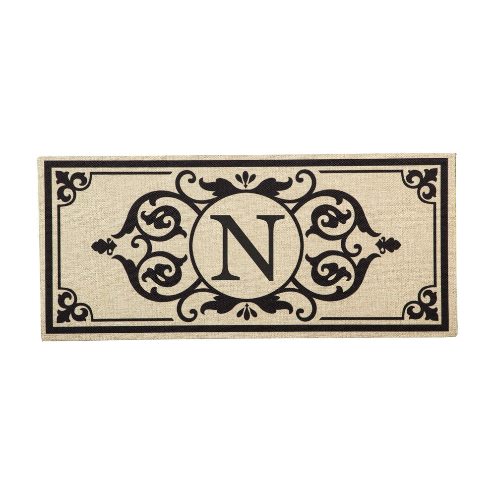 Evergreen Letter N Cambridge Monogram Burlap Sassafras Switch Mat