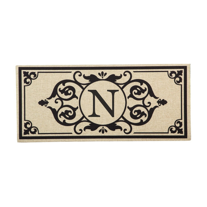 Evergreen Letter N Cambridge Monogram Burlap Sassafras Switch Mat