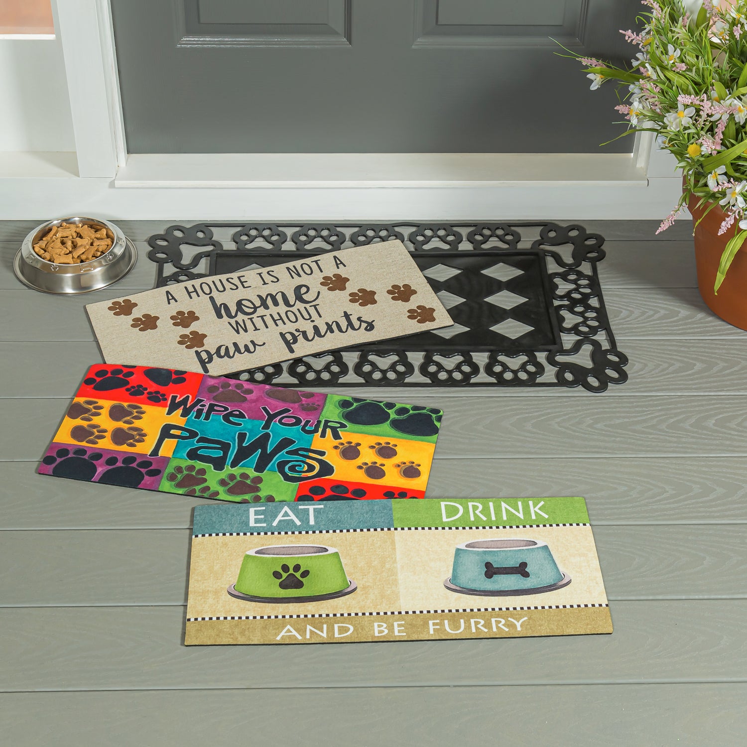 Evergreen "A House Is Not A Home Without Paw Prints" Burlap Sassafras Switch Mat