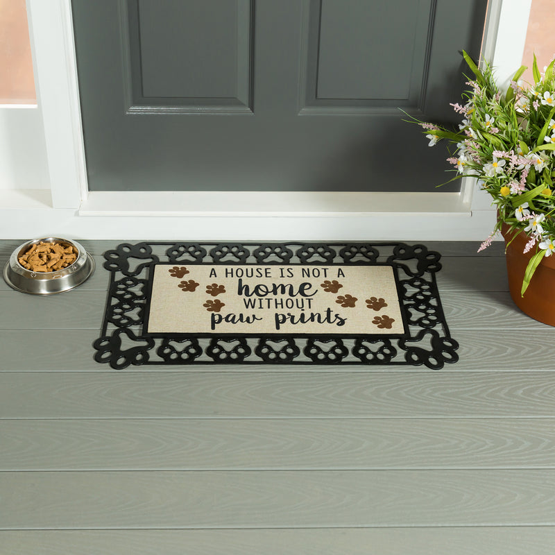 Evergreen "A House Is Not A Home Without Paw Prints" Burlap Sassafras Switch Mat