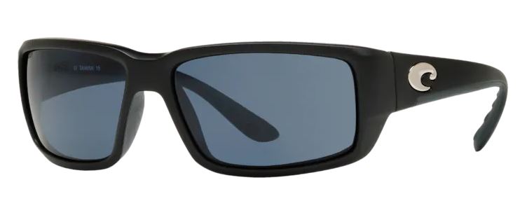 Costa Del Mar Mens Fantail Matte Black Frame - Gray 580 Plastic Lens - Polarized Sunglasses