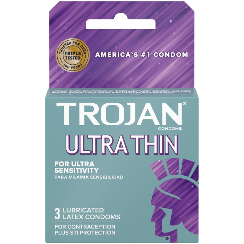 Trojan Ultra Thin for Ultra Sensitivity Premium Lubricated Latex Condoms - 3 Count