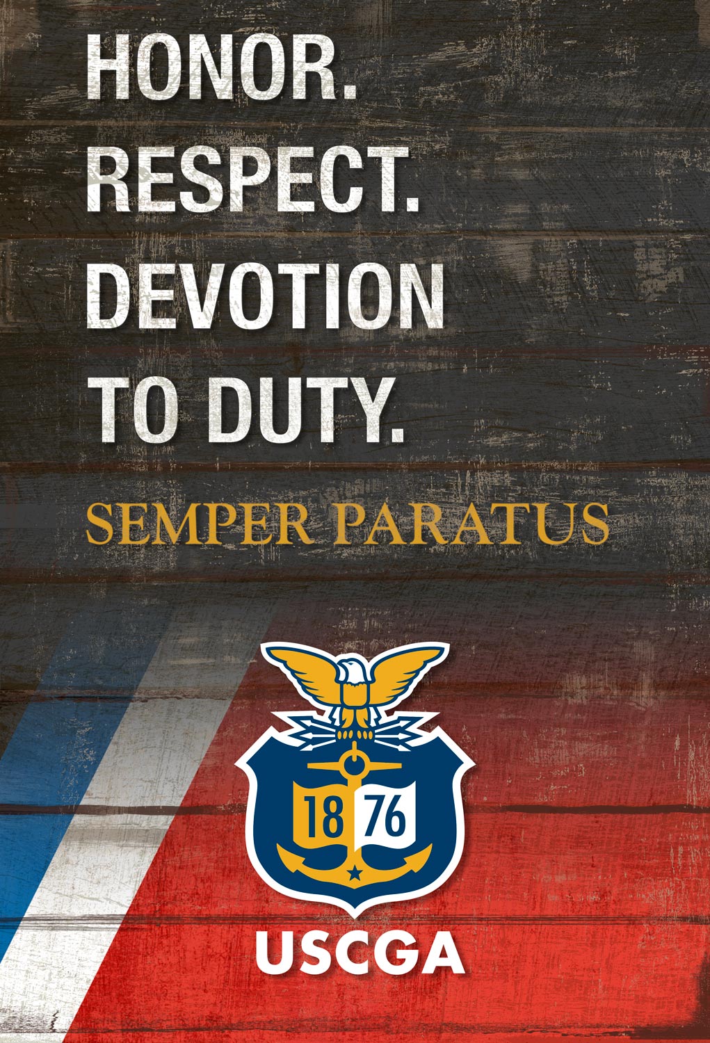 Coast Guard Academy Slatted Wood Sign - Logo Core Values – ShopCGX