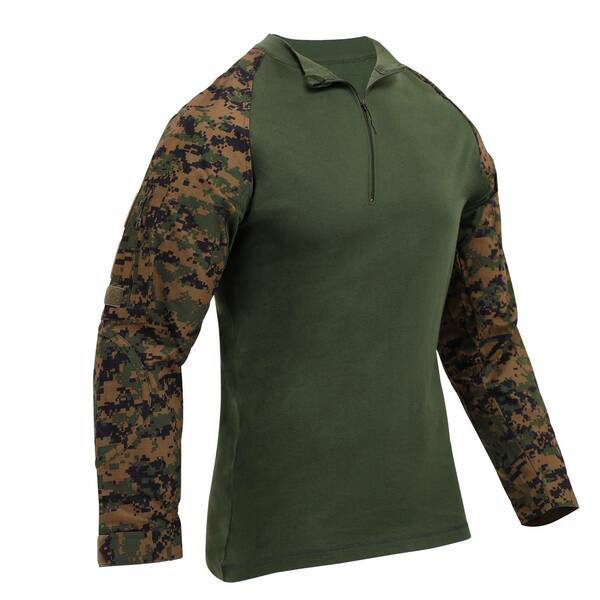 Rothco 1/4 Zip Tactical Airsoft Woodland Digital Camo Combat Shirt - Size 3XL