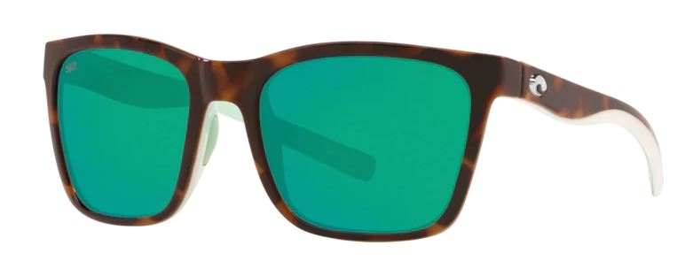 Costa Del Mar Womens Panga Shiny Tortoise/White/Seafoam Crystal Frame -  Green Mirror 580 Plastic Lens - Polarized Sunglasses