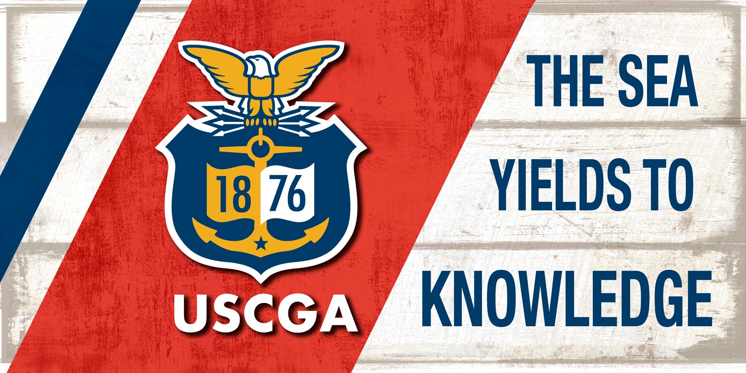 Coast Guard Academy Slatted Wood Sign - The Sea Yields To Knowledge
