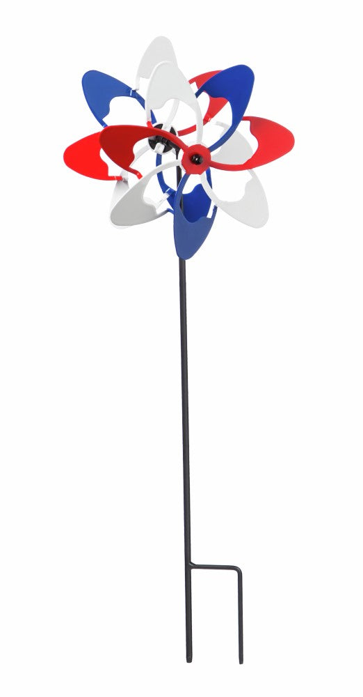 Evergreen Red & Blue Wave Americana Mini Kinetic Windmill