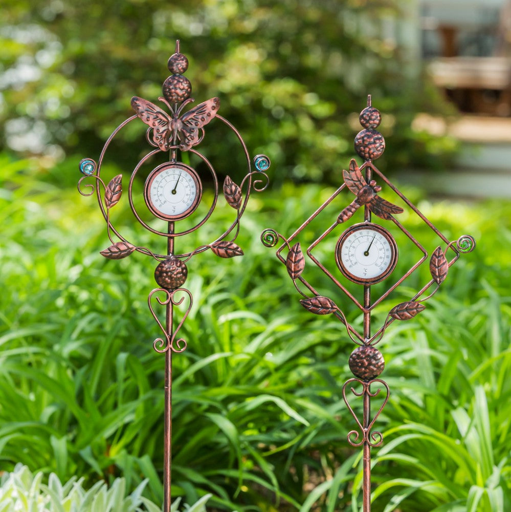 Evergreen Thermometer Dragonfly Garden Stake