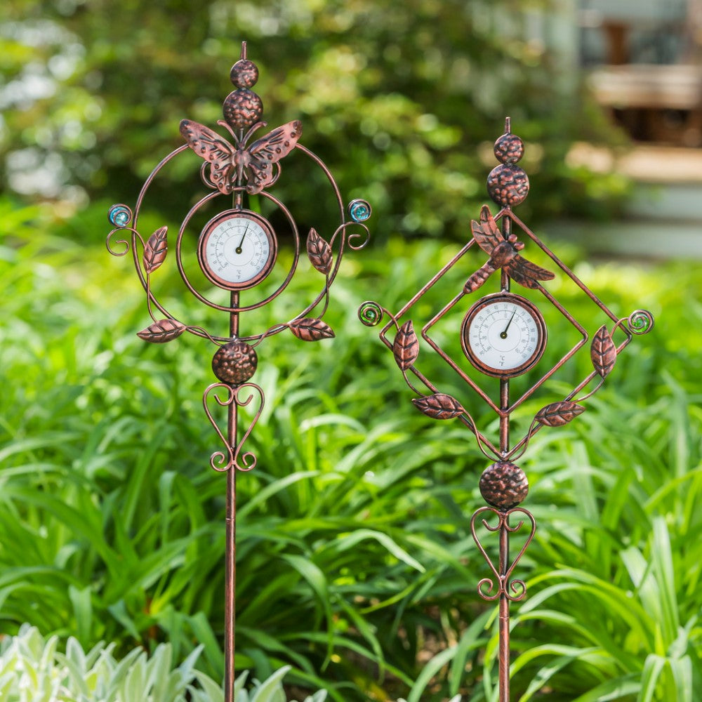 Evergreen Thermometer Butterfly Garden Stake