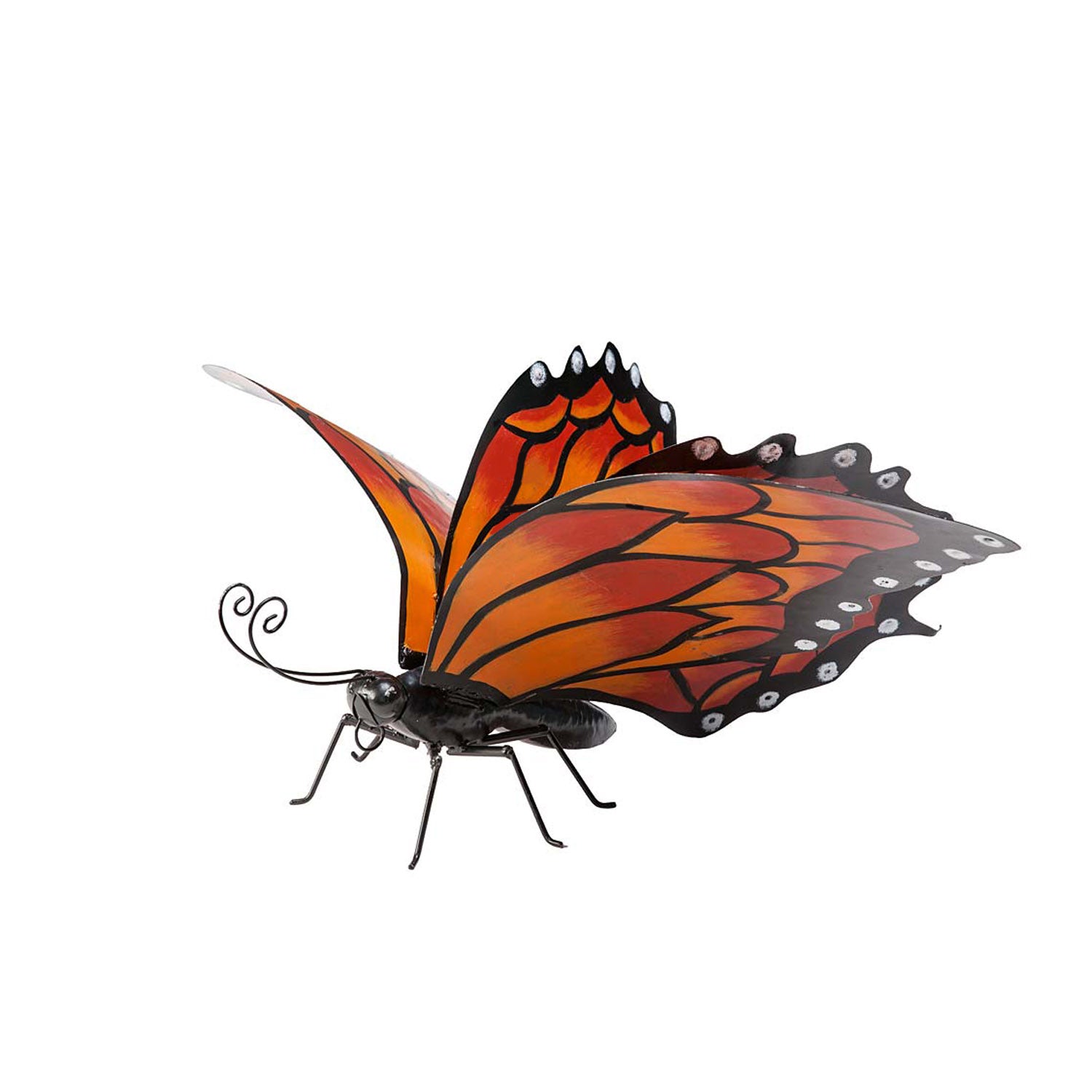 Plow & Hearth Hand-Painted Orange Petal Monarch Butterfly Outdoor Sculpture