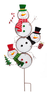 Evergreen Snowman Totem Garden Stake