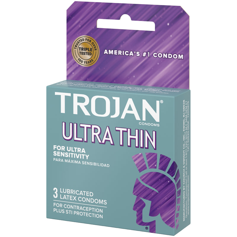 Trojan Ultra Thin for Ultra Sensitivity Premium Lubricated Latex Condoms - 3 Count