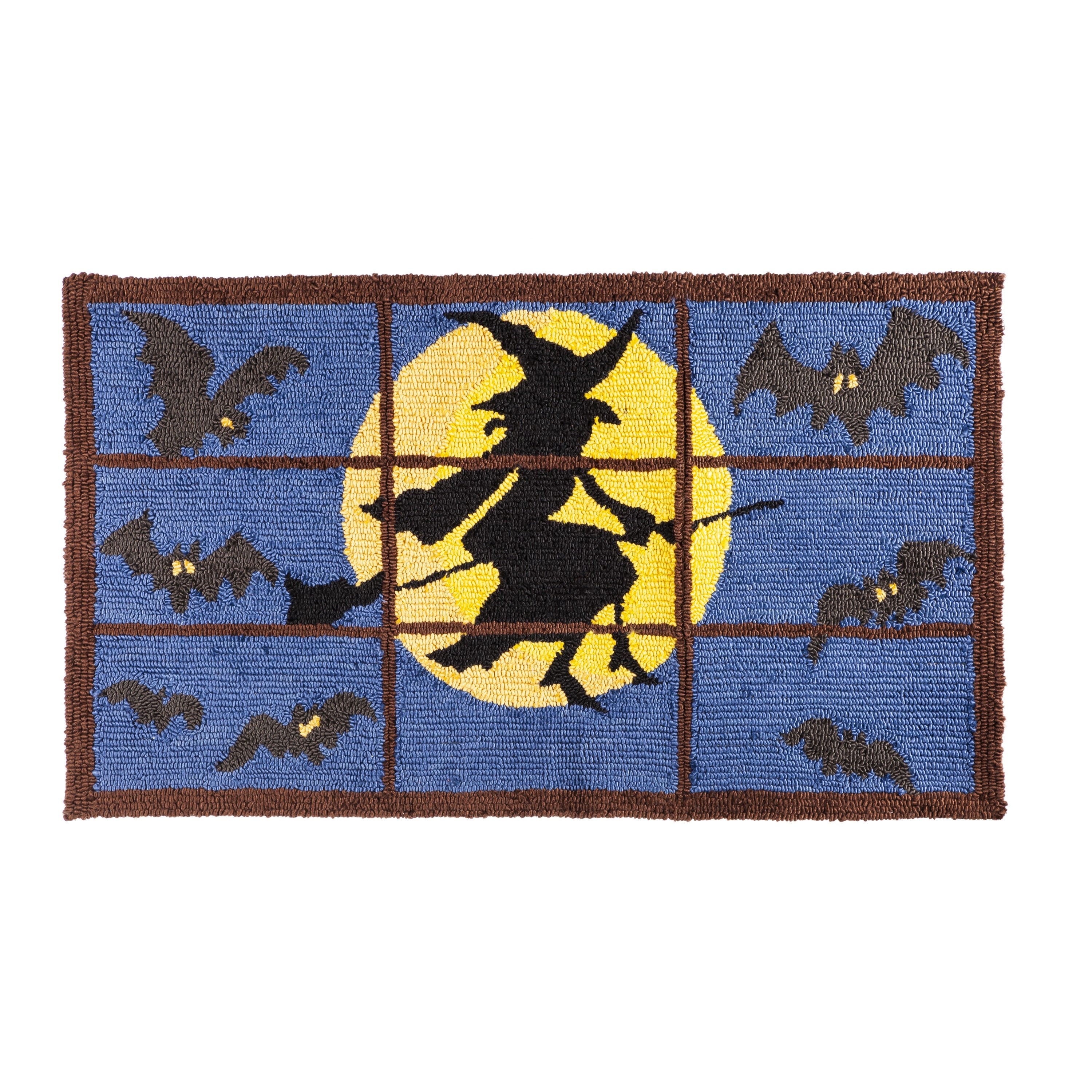Plow & Hearth Indoor/Outdoor Halloween Flying Witch Hooked Accent Rug