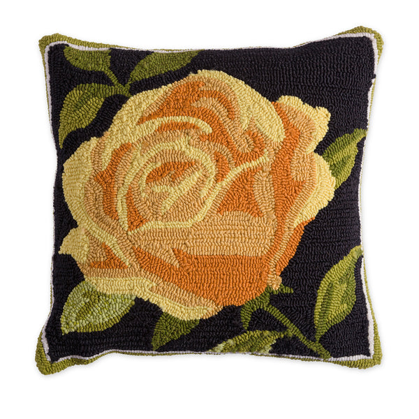 Plow & Hearth Rose 18"x18" Indoor/Outdoor Hooked Pillow