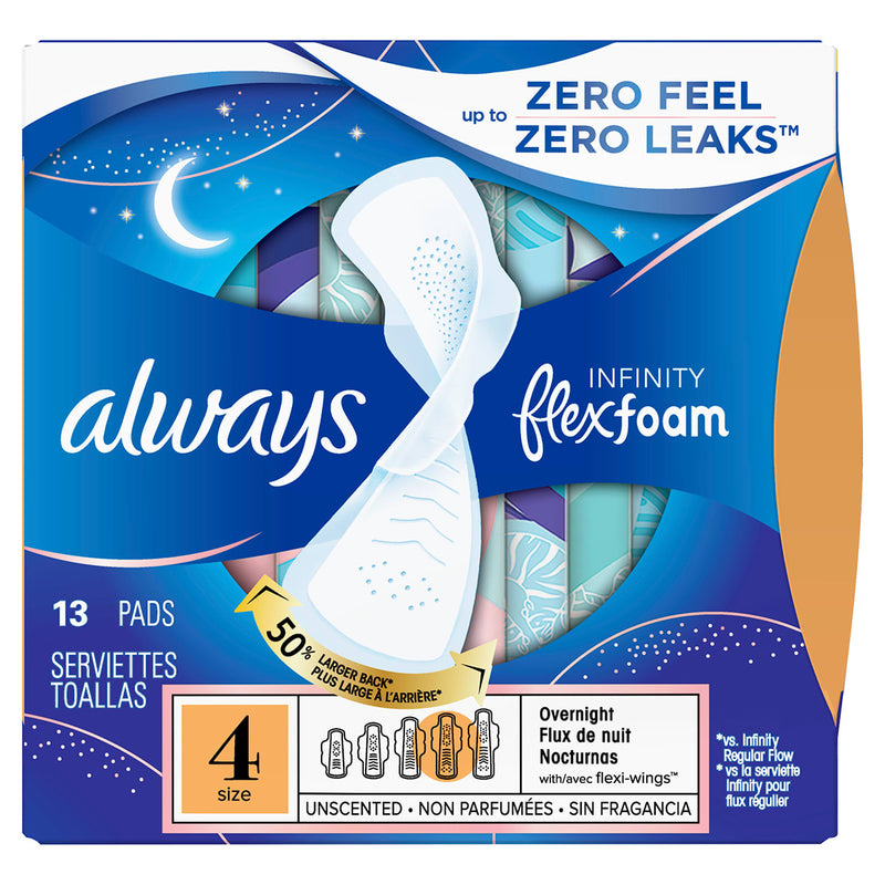 Always Infinity FlexFoam Overnight Pads with Wings - 13 Count