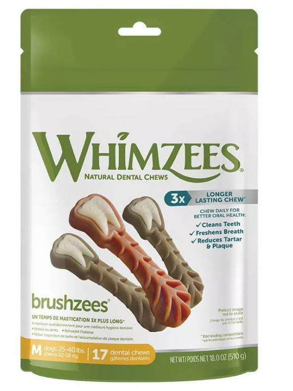 WHIMZEES Brushzees Dental Dog Treats - Medium