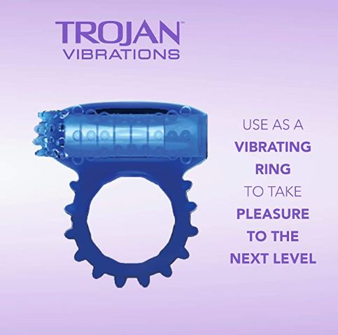 Trojan Vibrations 2-in-1 Vibrating Ring Plus Finger Massager