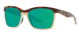 Costa Del Mar Womens Anaa Shiny Retro Tort/Cream/Mint Frame - Green Mirror 580 Plastic Lens - Polarized Sunglasses