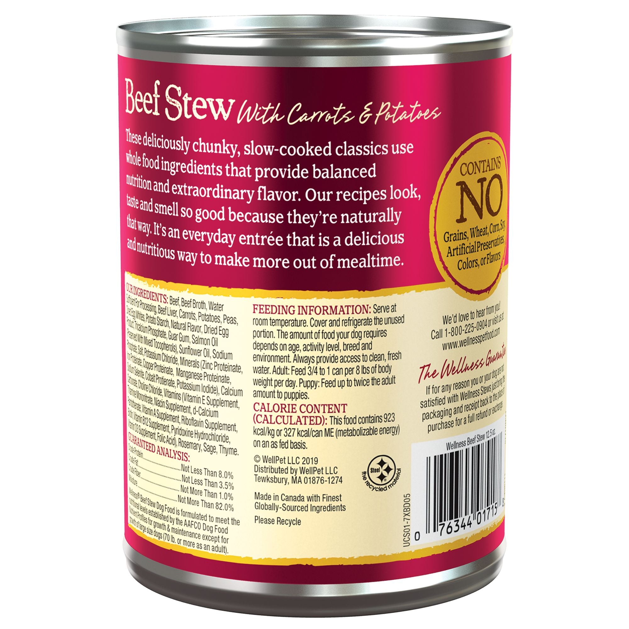 Wellness Beef Stew with Carrots and Potatoes Recipe Canned Wet Dog Food - 12.5 OZ - Natural, Grain Free