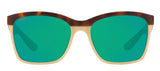 Costa Del Mar Womens Anaa Shiny Retro Tort/Cream/Mint Frame - Green Mirror 580 Plastic Lens - Polarized Sunglasses